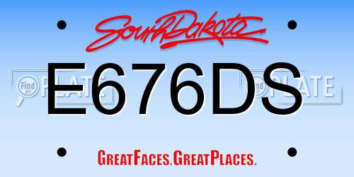 E676DS South Dakota License Plate