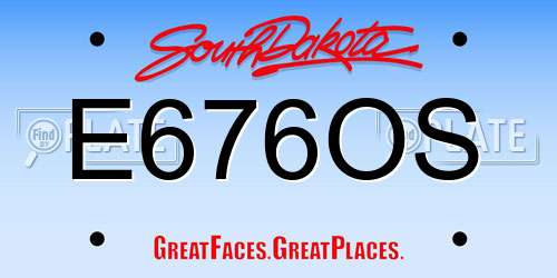 E676OS South Dakota License Plate