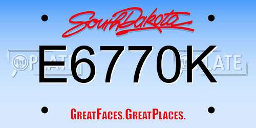 E6770K South Dakota License Plate