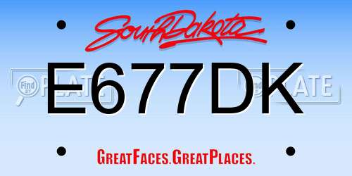 E677DK South Dakota License Plate