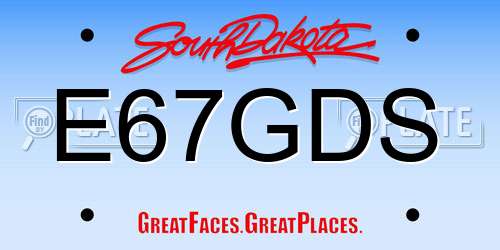 E67GDS South Dakota License Plate