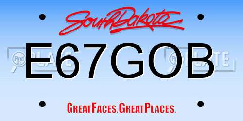 E67GOB South Dakota License Plate