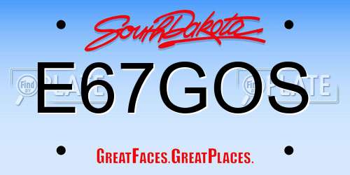 E67GOS South Dakota License Plate