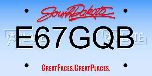 E67GQB South Dakota License Plate