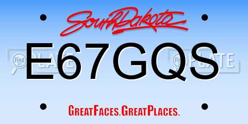 E67GQS South Dakota License Plate