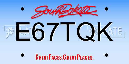 E67TQK South Dakota License Plate
