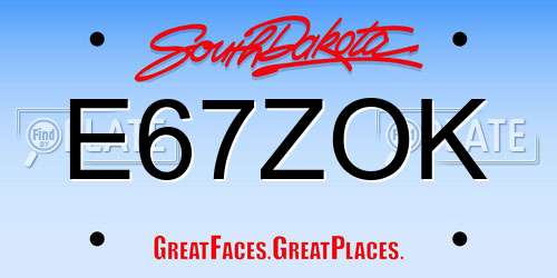E67ZOK South Dakota License Plate