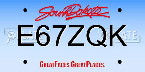 E67ZQK South Dakota License Plate