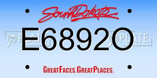 E6892O South Dakota License Plate