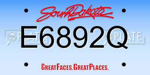 E6892Q South Dakota License Plate