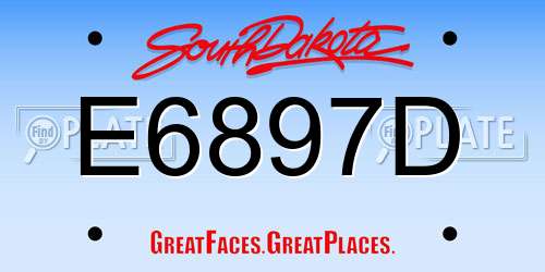 E6897D South Dakota License Plate