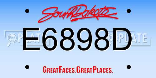 E6898D South Dakota License Plate