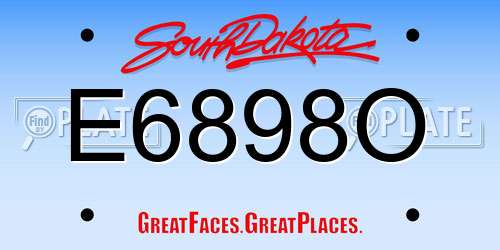 E6898O South Dakota License Plate