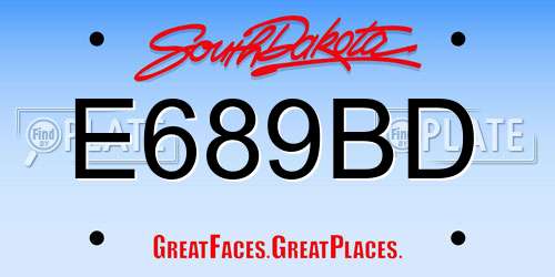 E689BD South Dakota License Plate