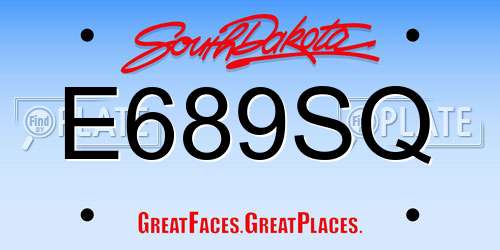 E689SQ South Dakota License Plate