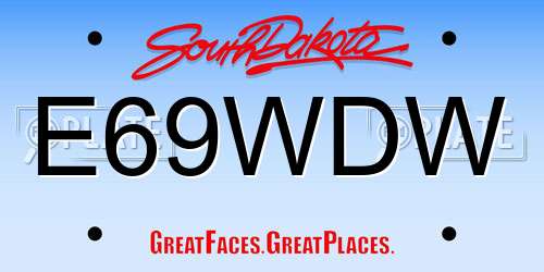 E69WDW South Dakota License Plate