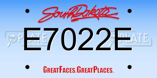 E7022E South Dakota License Plate