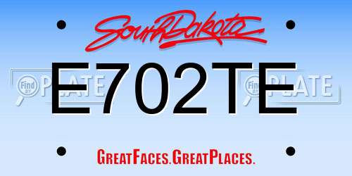 E702TE South Dakota License Plate