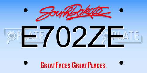 E702ZE South Dakota License Plate