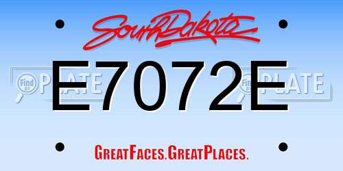 E7072E South Dakota License Plate