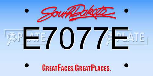 E7077E South Dakota License Plate