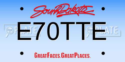 E70TTE South Dakota License Plate