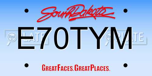E70TYM South Dakota License Plate