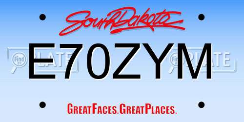 E70ZYM South Dakota License Plate
