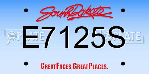 E7125S South Dakota License Plate