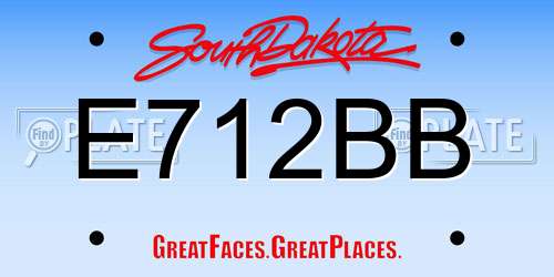 E712BB South Dakota License Plate