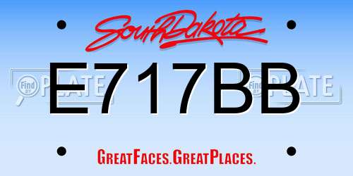 E717BB South Dakota License Plate