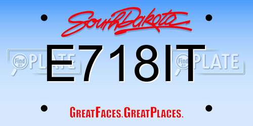 E718IT South Dakota License Plate