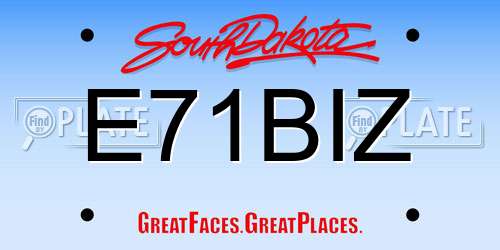E71BIZ South Dakota License Plate