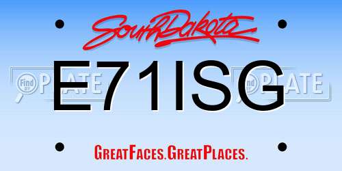 E71ISG South Dakota License Plate