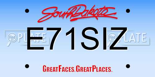 E71SIZ South Dakota License Plate