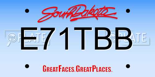 E71TBB South Dakota License Plate