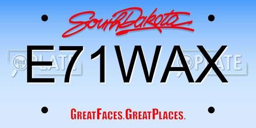 E71WAX South Dakota License Plate