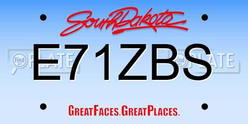 E71ZBS South Dakota License Plate
