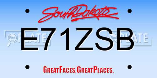 E71ZSB South Dakota License Plate