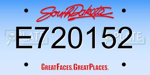 E720152 South Dakota License Plate