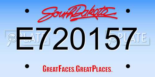 E720157 South Dakota License Plate