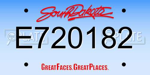 E720182 South Dakota License Plate