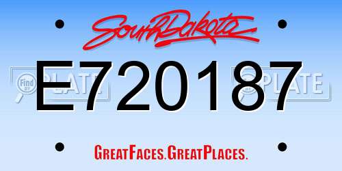 E720187 South Dakota License Plate
