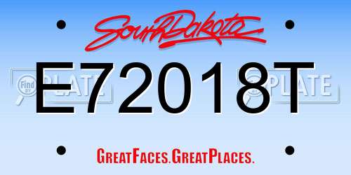 E72018T South Dakota License Plate