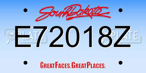 E72018Z South Dakota License Plate