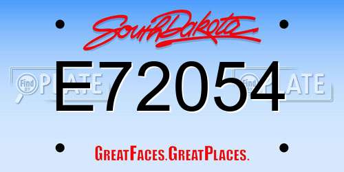 E72054 South Dakota License Plate