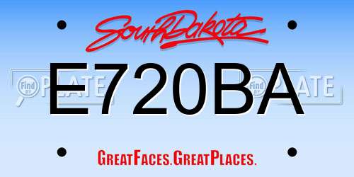 E720BA South Dakota License Plate