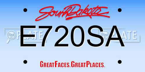 E720SA South Dakota License Plate