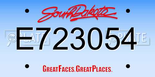 E723054 South Dakota License Plate