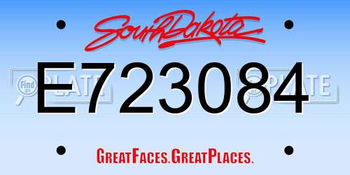 E723084 South Dakota License Plate
